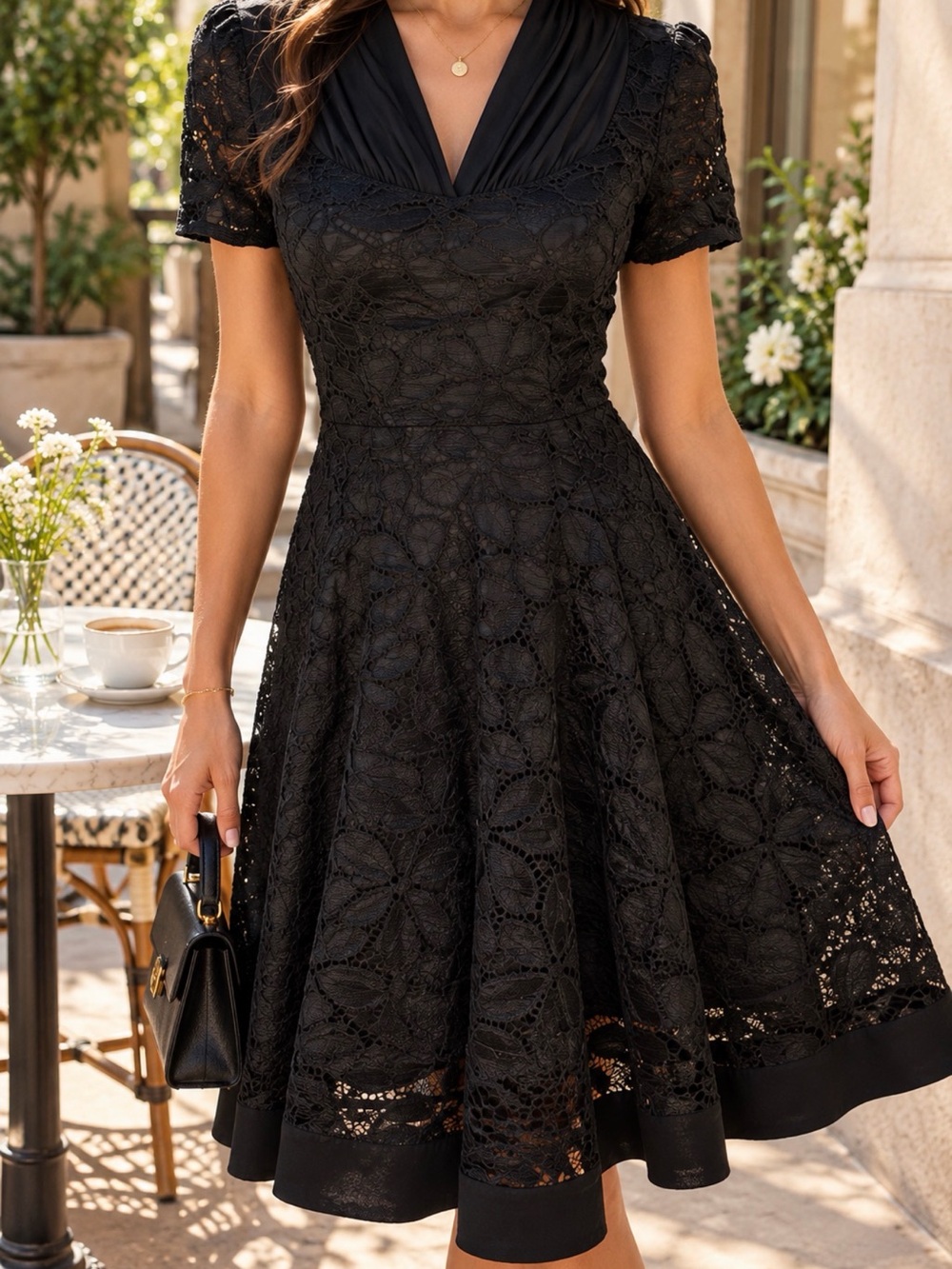 Black lady lace beautiful dress az S